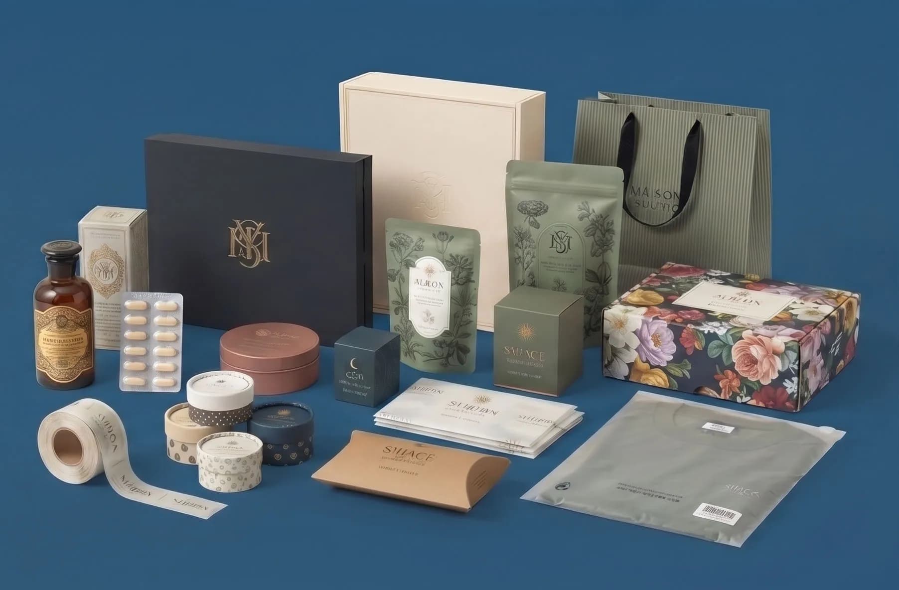 Custom printed boxes, mailers, pouches and bags made by Reliance Packaging